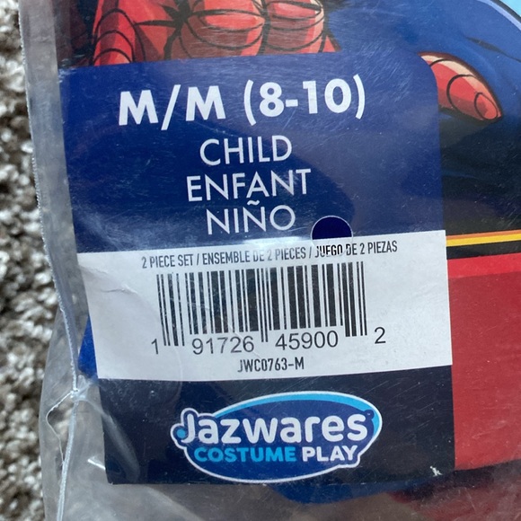 MARVEL🕷️SPIDER-MAN🕷️PADDED JUMPSUIT & FABRIC MASK COSTUME SIZE MEDIUM(8-10)🌟NWT🌟 - Picture 5 of 11